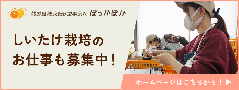 しいたけ栽培のお仕事もあります！就労支援B型事業所はこちら